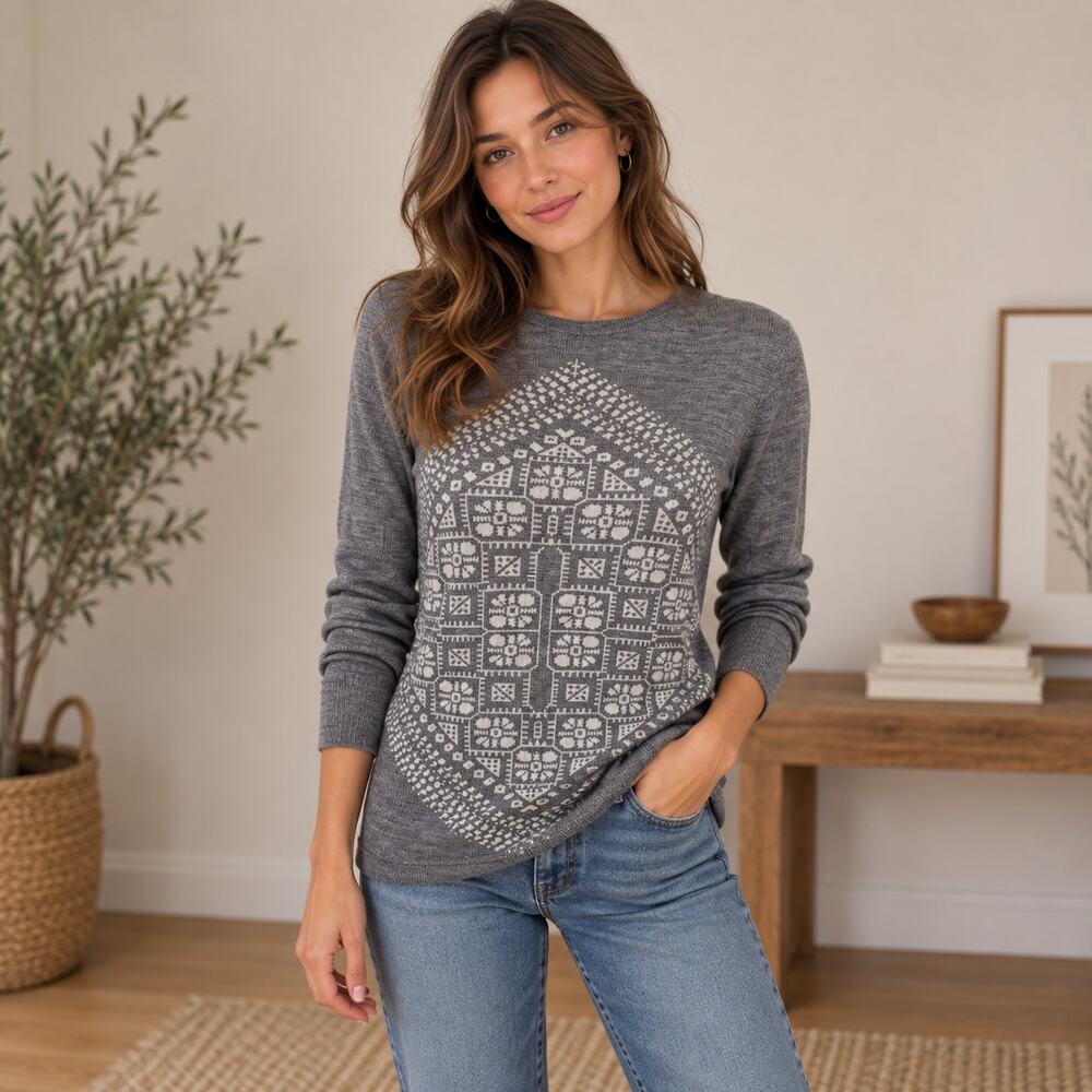 J. Crew 100% Merino Wool Sweater Women's Size S Gray Preppy Quiet Luxury Casual
